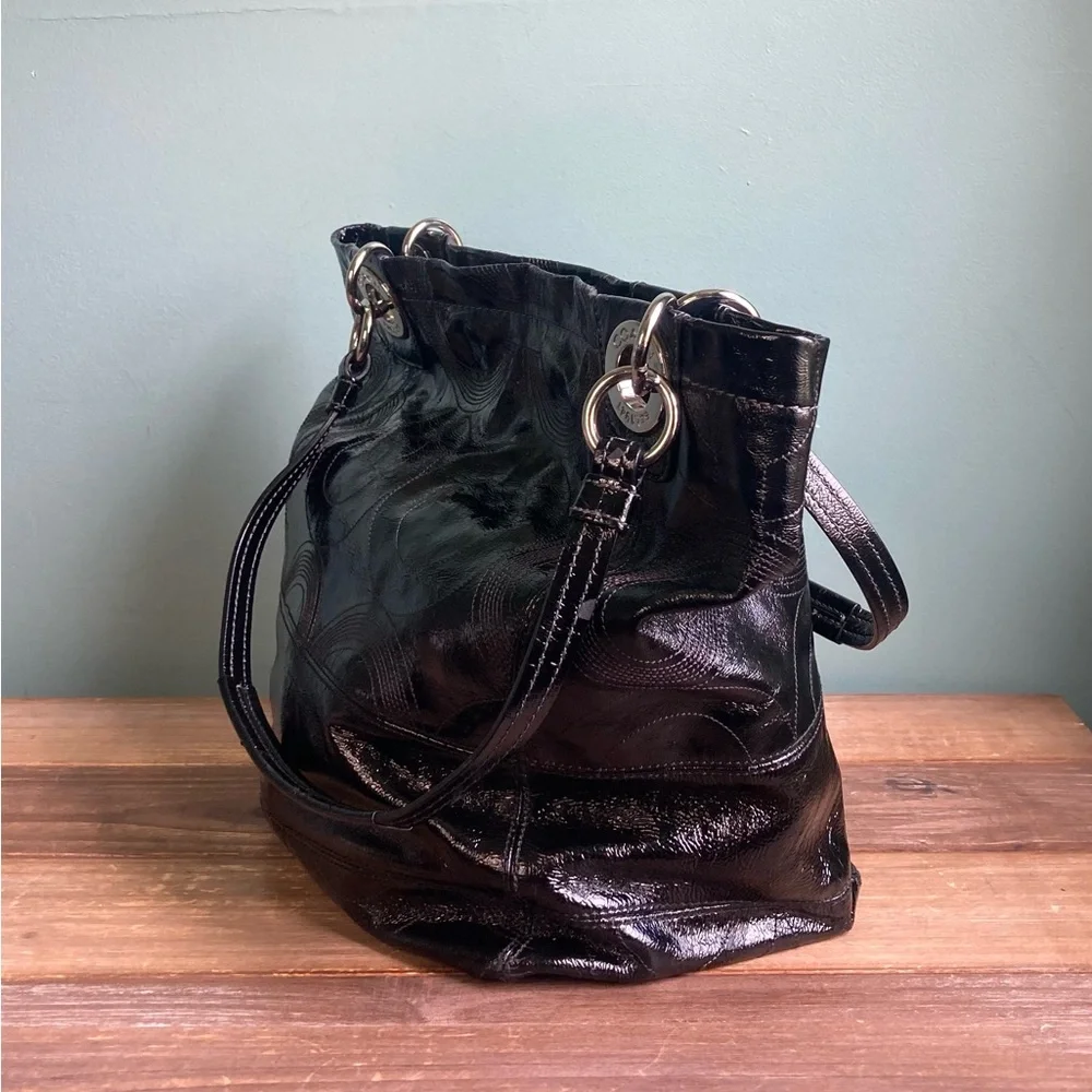 Coach Alex Signature Stitched Patent Leather Tote Bag  14265